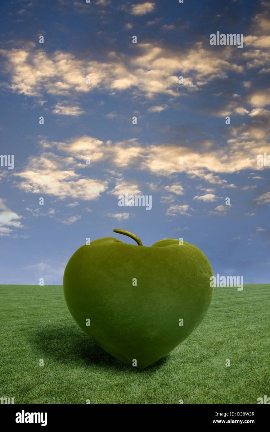 Il rendering di erba un Apple Foto Stock