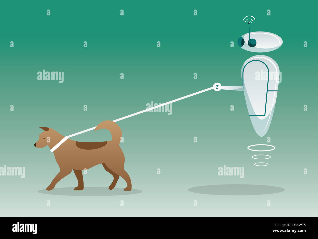 Robot cane a piedi all'aperto Foto Stock