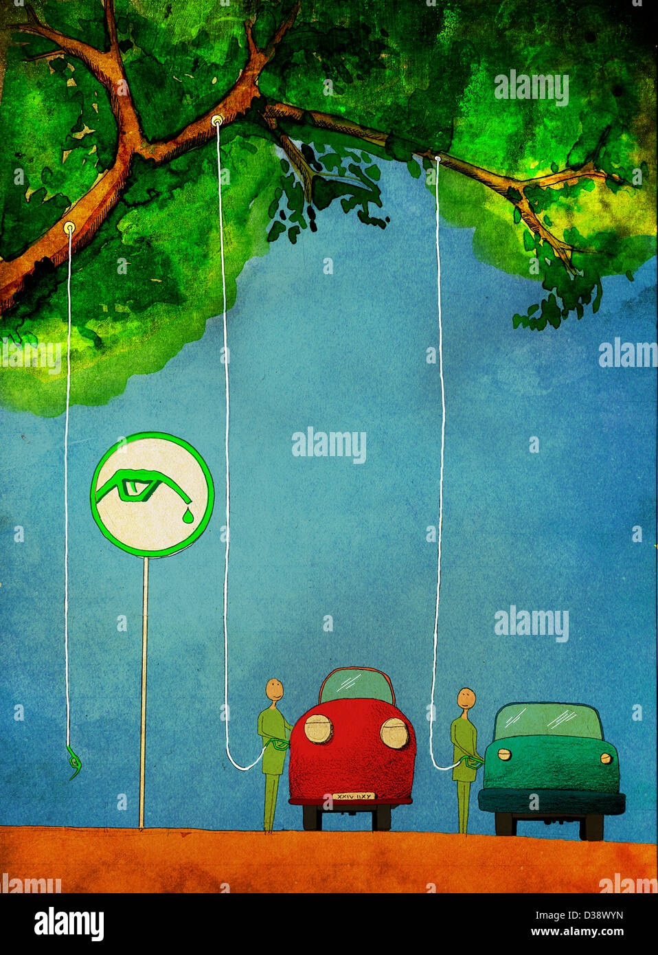 Rappresentazione illustrativa convogliare il messaggio Utilizzare Eco Friendly il carburante Foto Stock