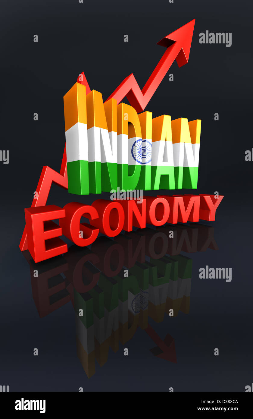 Segno di freccia che mostra la crescita in Economia indiana Foto Stock