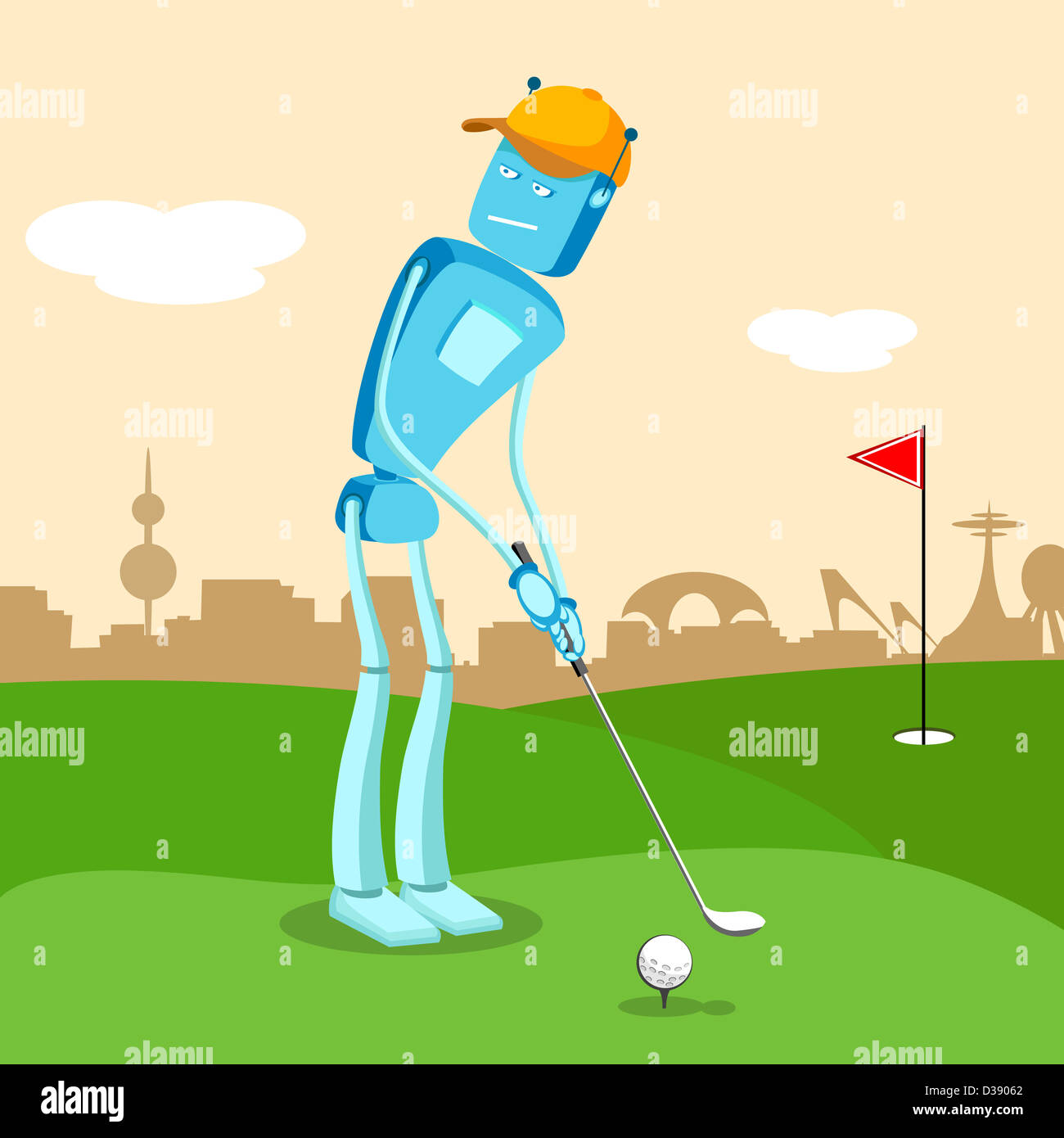 Robot per giocare a golf Foto Stock