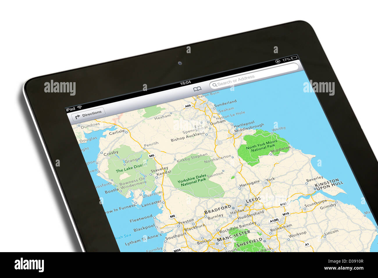 Impostazione predefinita app Mappe su una quarta generazione di Apple computer tablet iPad Foto Stock