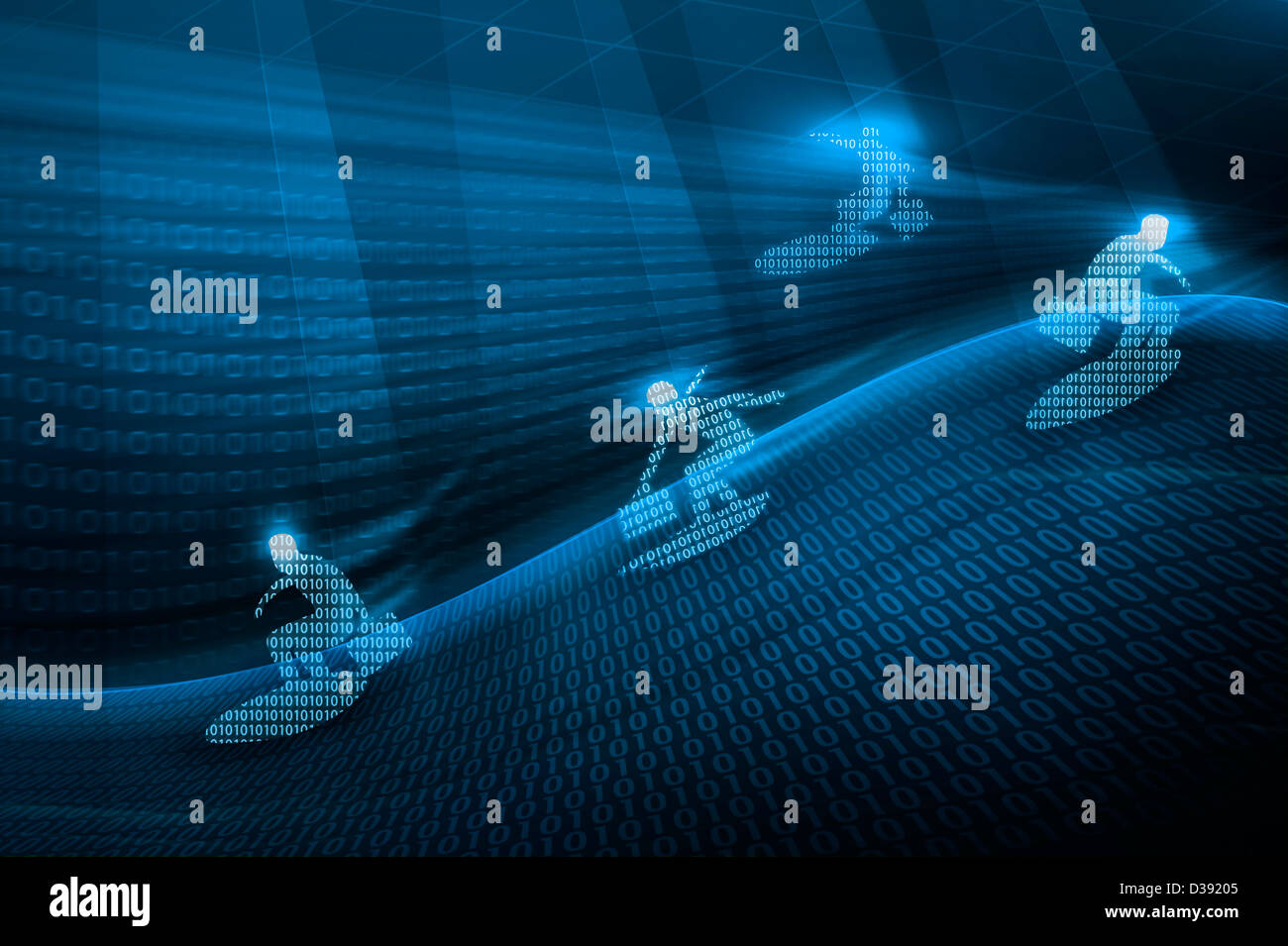 Quattro imprenditori online di surf Foto Stock