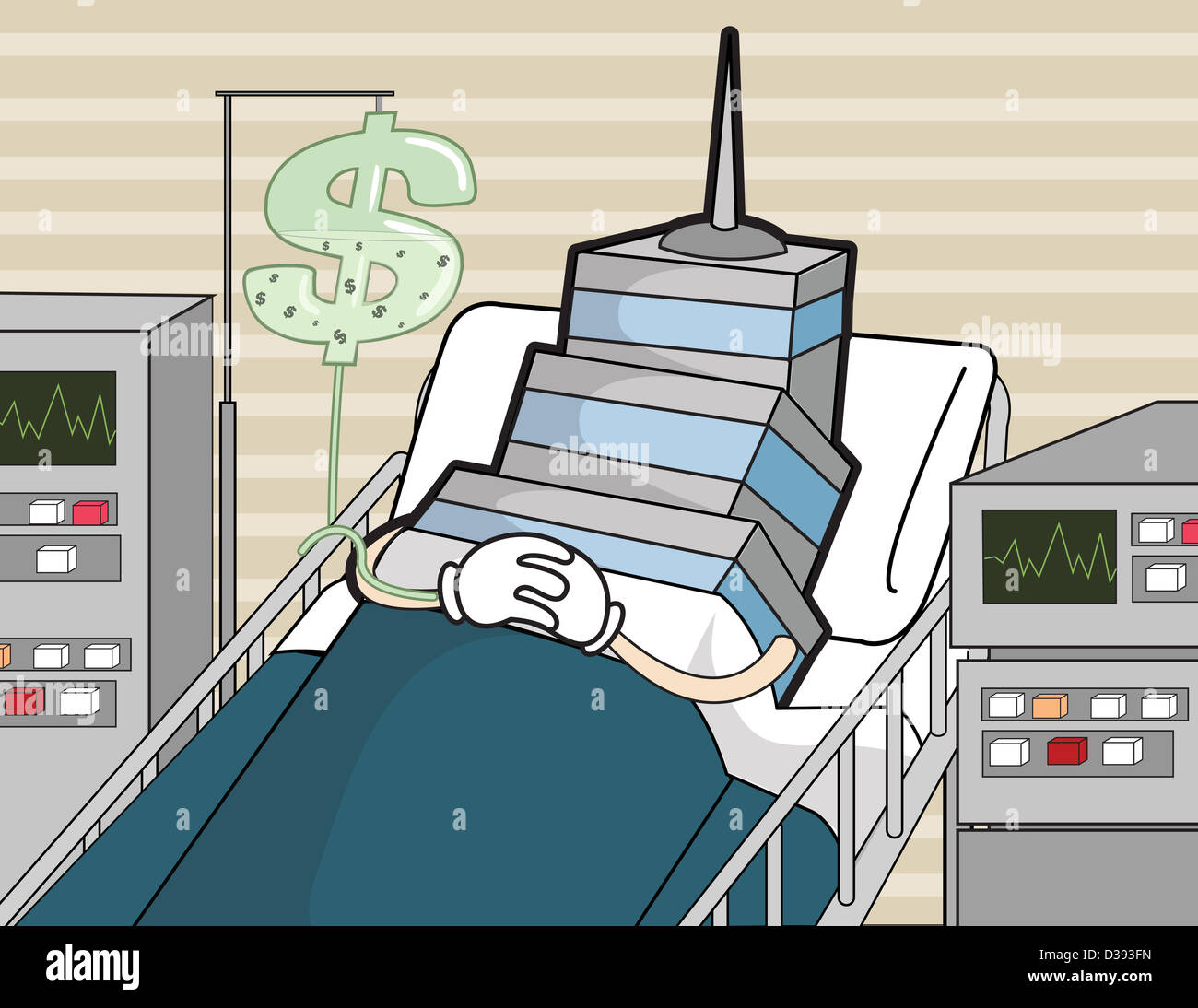 Rappresentazione illustrativa di mostrare gli aiuti finanziari alle imprese Foto Stock