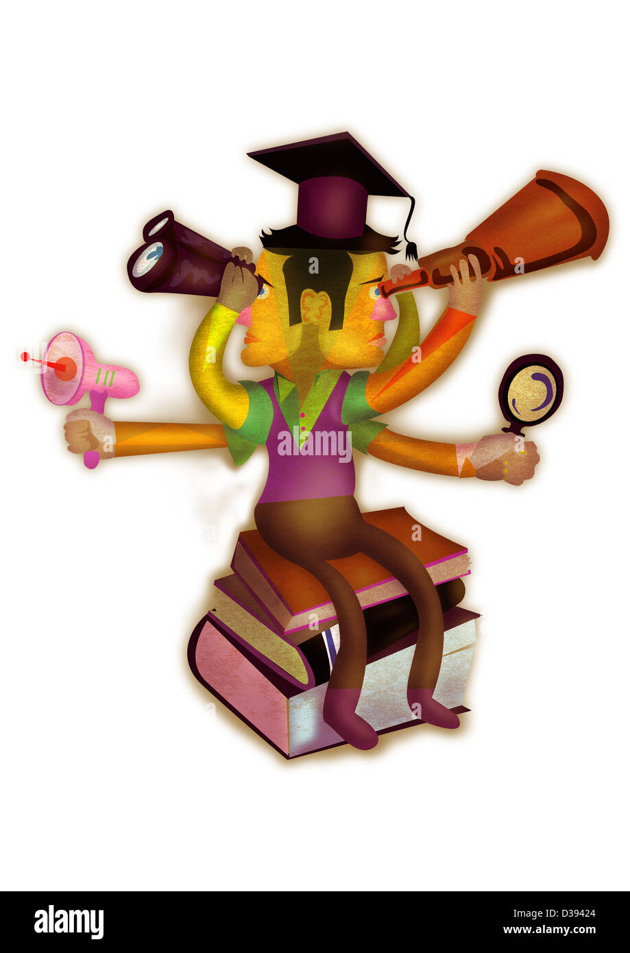 Illustrazione del laureato alla ricerca di lavoro Foto Stock