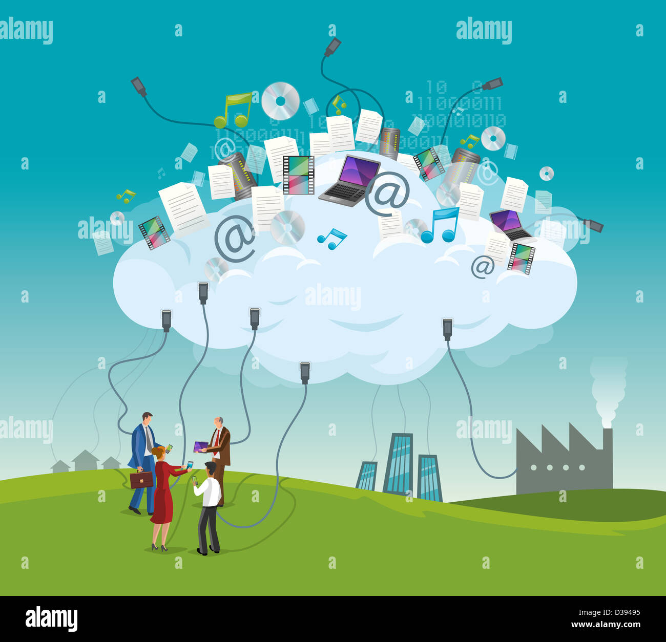 Gli imprenditori representating concetto di cloud computing Foto Stock