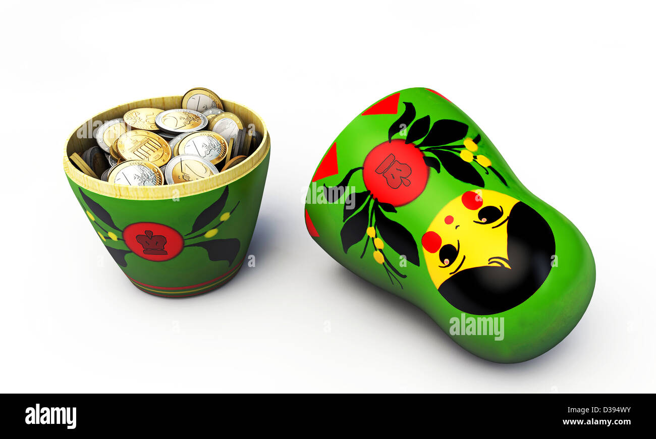 Banca Matrioska isolati su sfondo bianco Foto Stock