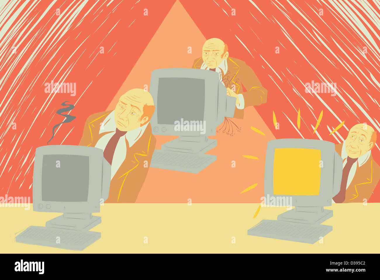 Illustrazione del proprietario e del computer Foto Stock