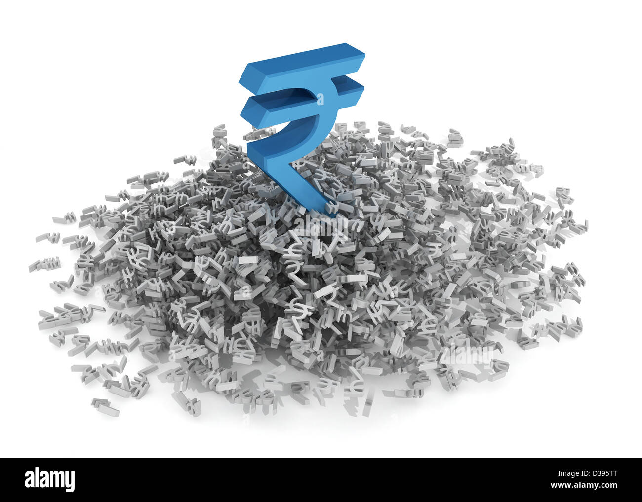 Rupia grande segno sulla parte superiore dei piccoli simboli di valuta Foto Stock