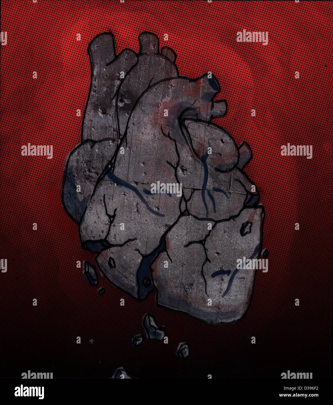 Illustrazione concettuale di rotture di cuore umano raffigurante la perdita di speranza Foto Stock