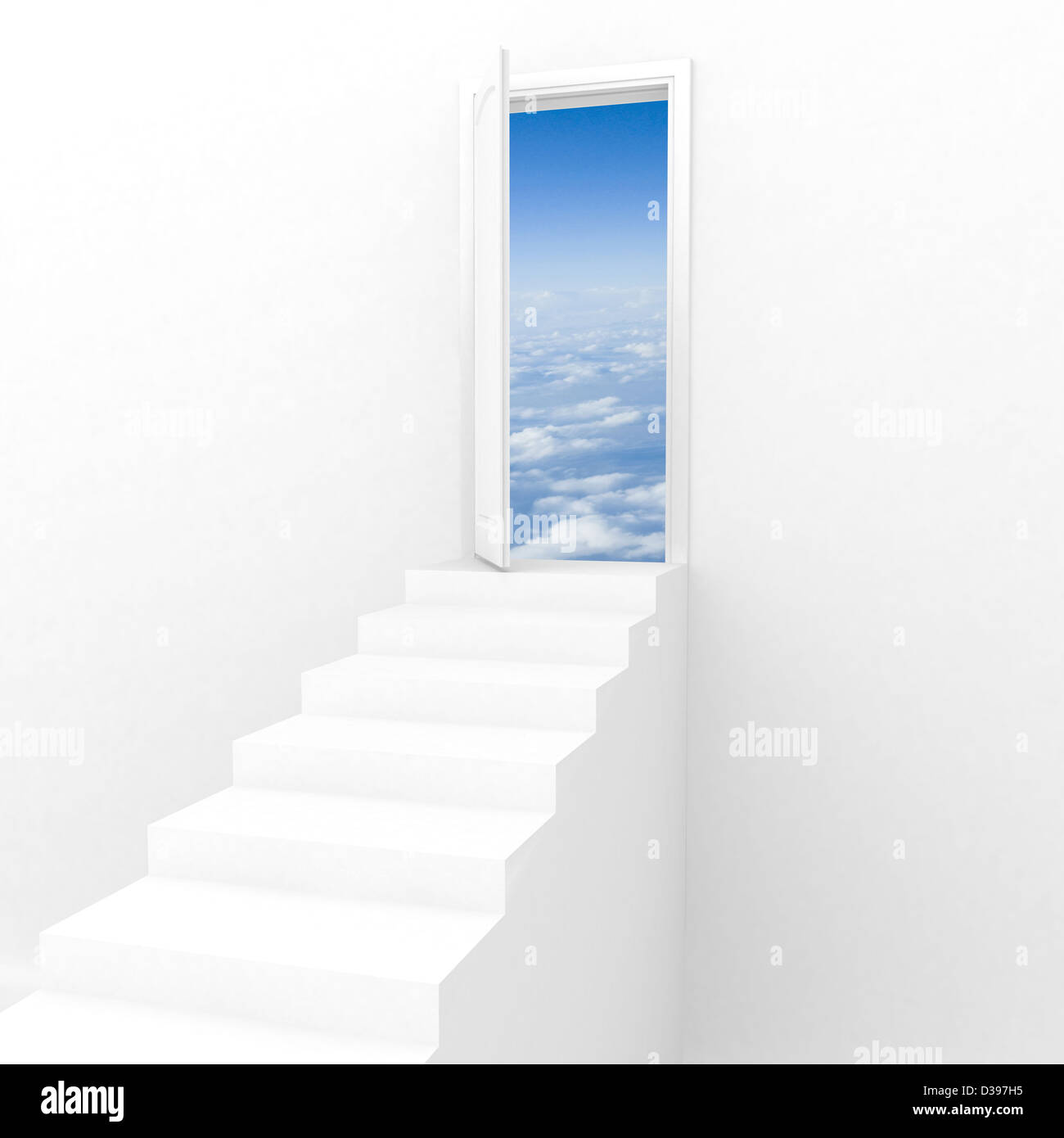 Immagine illustrativa della scalinata che conduce a una nuova dimensione Foto Stock