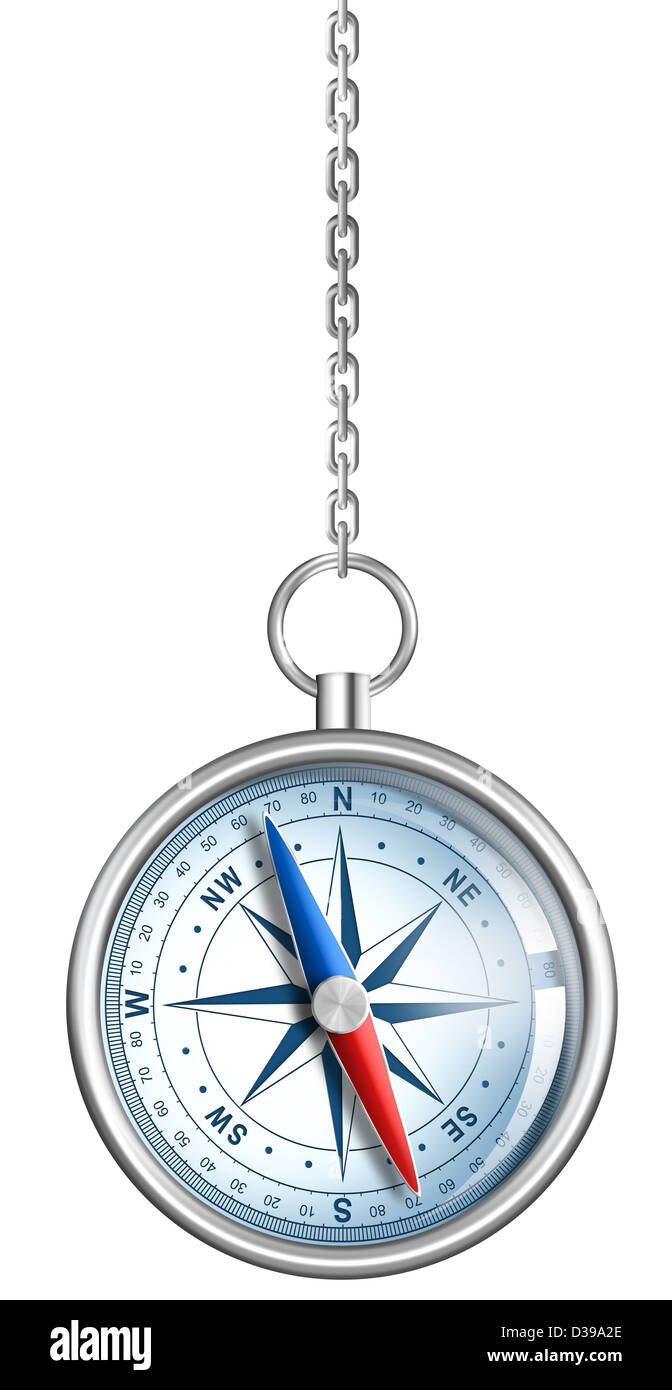 Bussola isolate su bianco illustrazione realistica Foto Stock