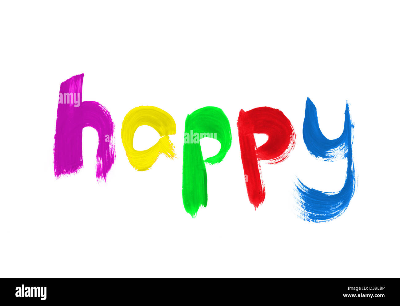 Felice dipinta su sfondo bianco Foto Stock