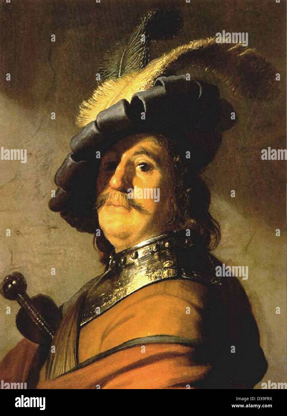 Rembrandt van Rijn, un guerriero. 1627 barocco. Galleria: Collezione privata. Foto Stock