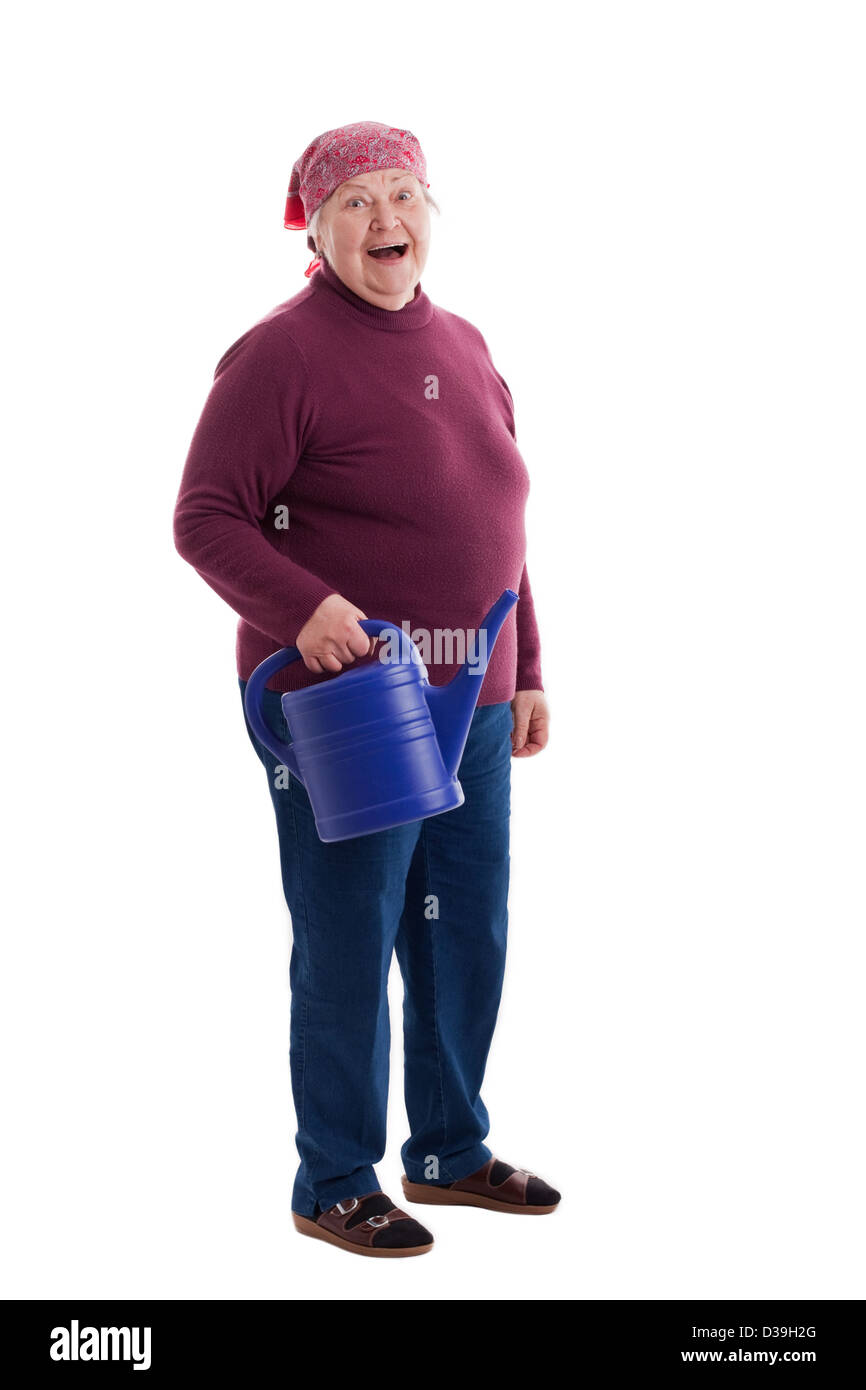 Vecchia donna con un ewer Foto Stock