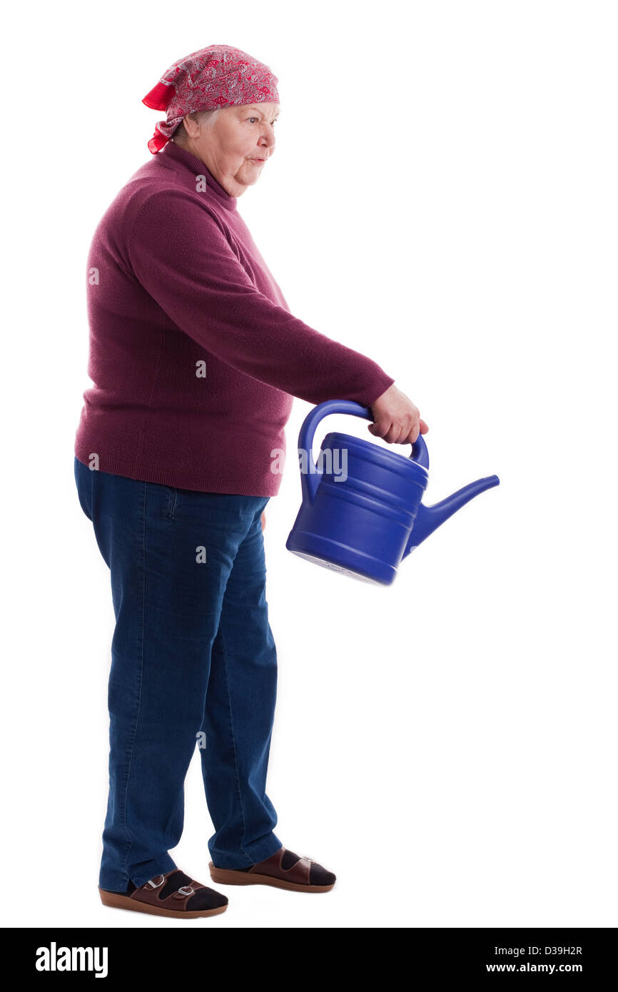 Vecchia donna con un ewer Foto Stock