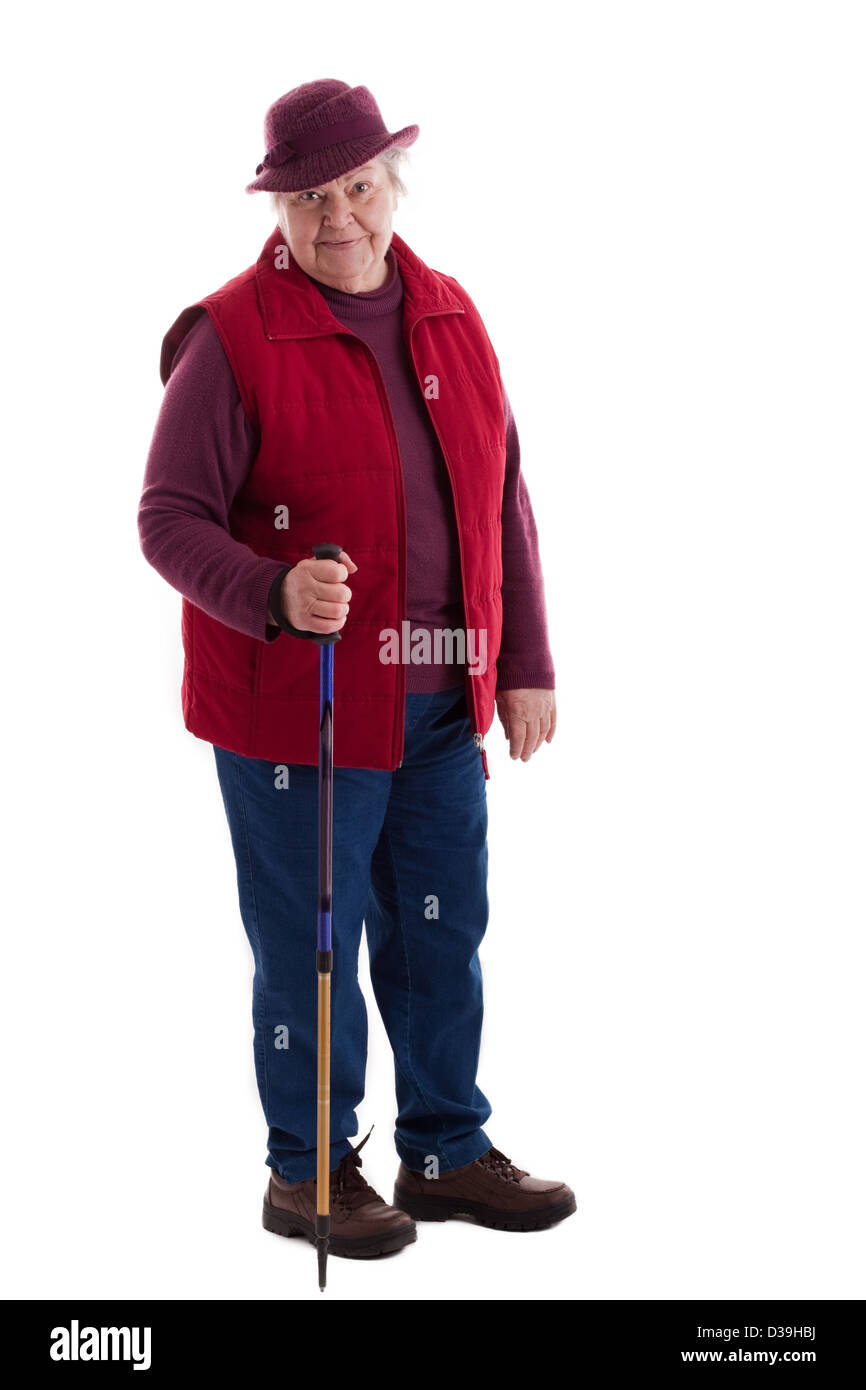 Una femmina a piedi alti guarda al visualizzatore 2 Foto Stock