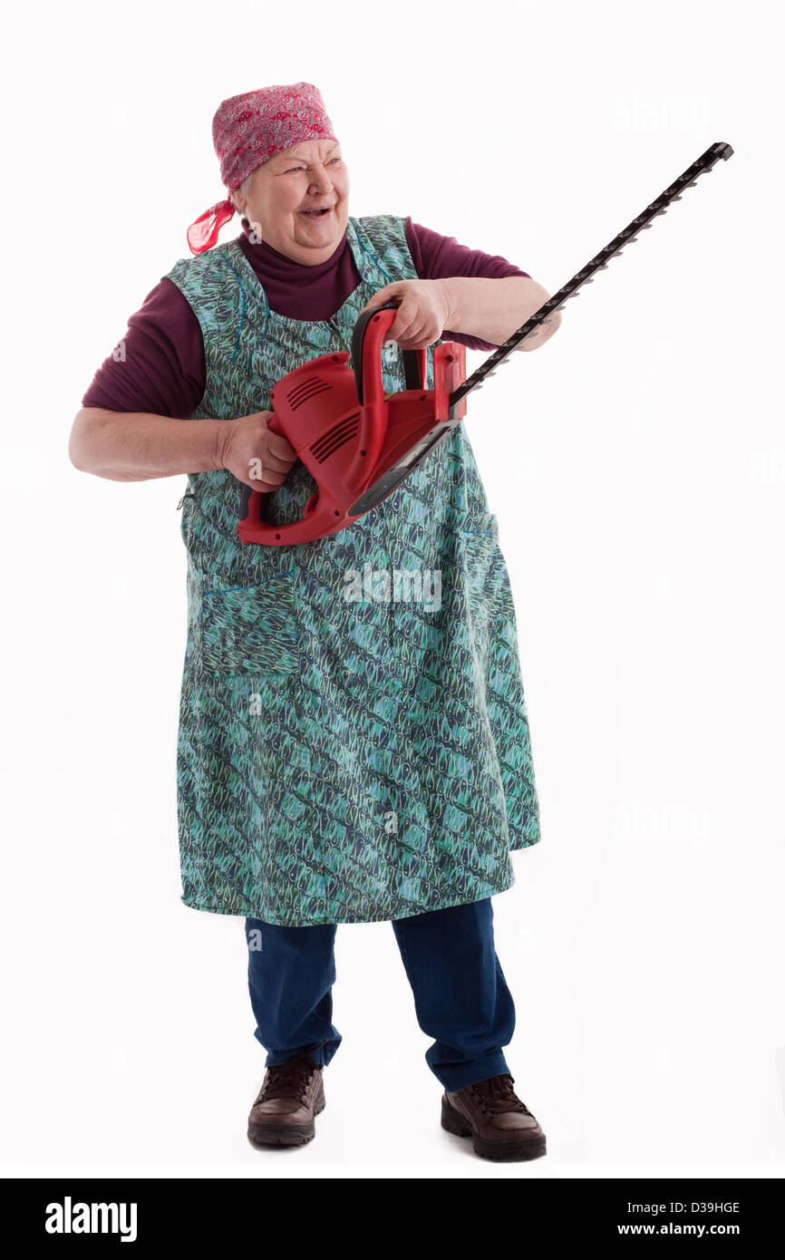 Una femmina lusty senior con giardino ha visto guarda al visualizzatore 2 Foto Stock