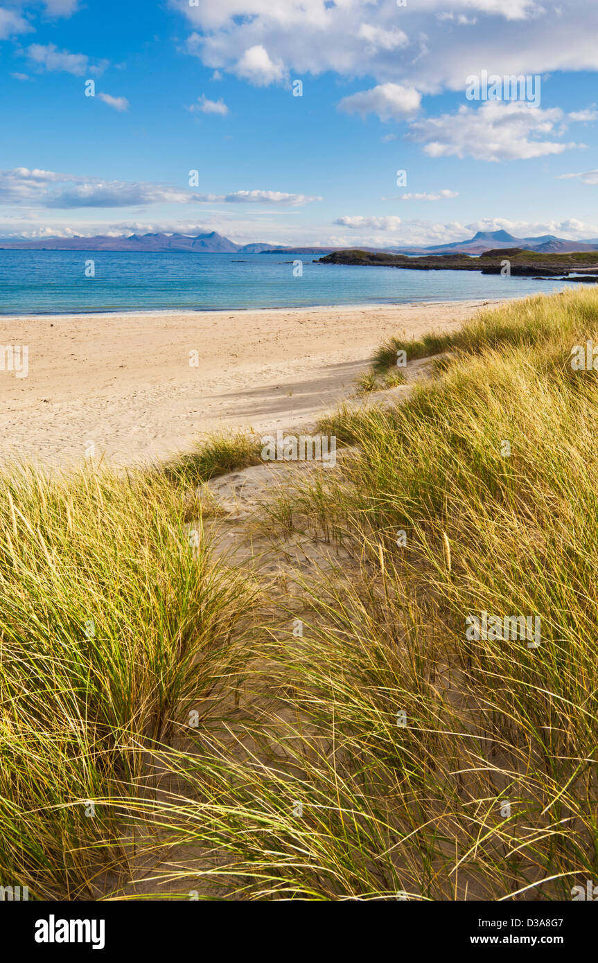Dune erba dietro Mellon Udrigle Beach Wester Ross a nord ovest della Scozia UK GB EU Europe Foto Stock