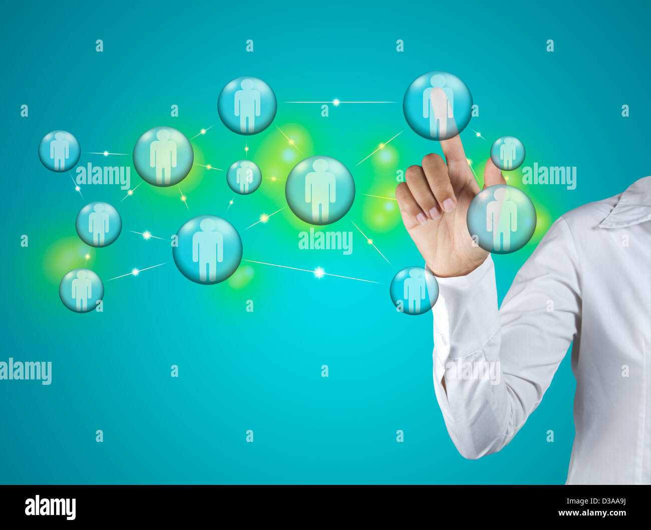 Mano sociale struttura di rete. Foto Stock