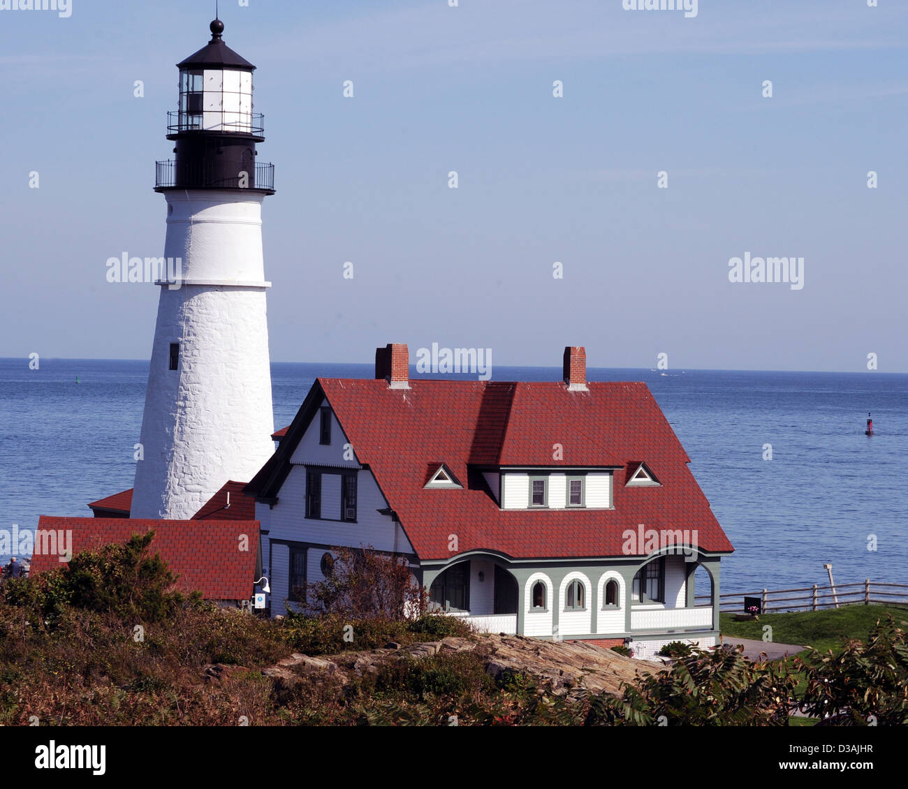Portland Head Light House 1791 Cape Elizabeth Maine,faro, Foto Stock