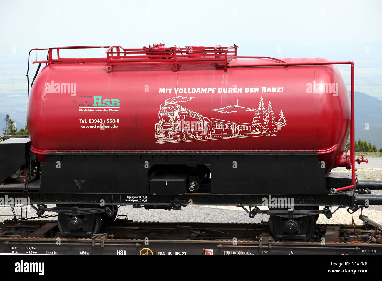 Brocken, Germania, camion cisterna con la pubblicità per il HSB Foto Stock