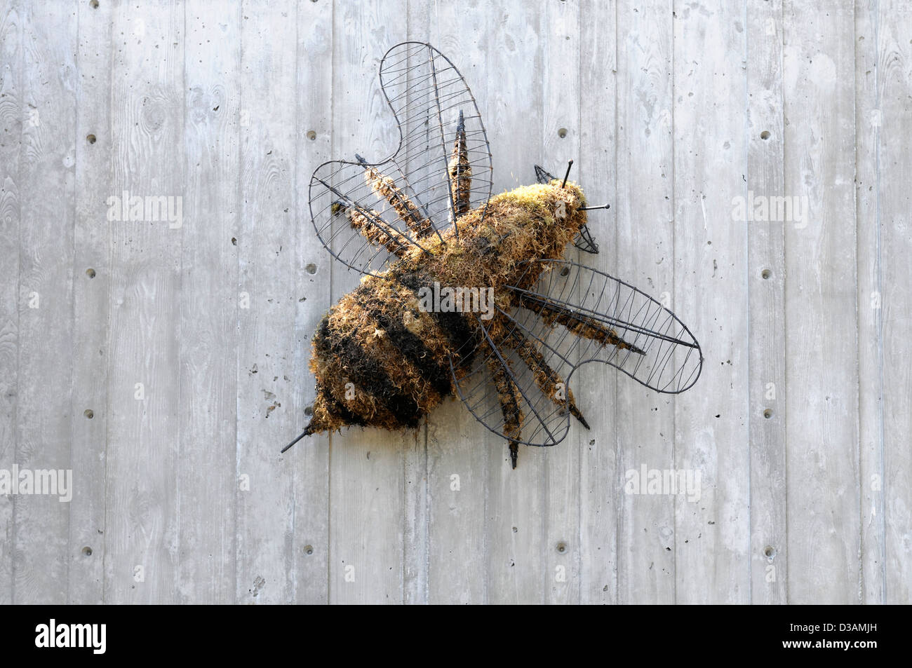 Miele di Bumble Bee whimsical ornamento giardino arte scultura decorare decorazione parete shed appendere appeso il giardinaggio Foto Stock