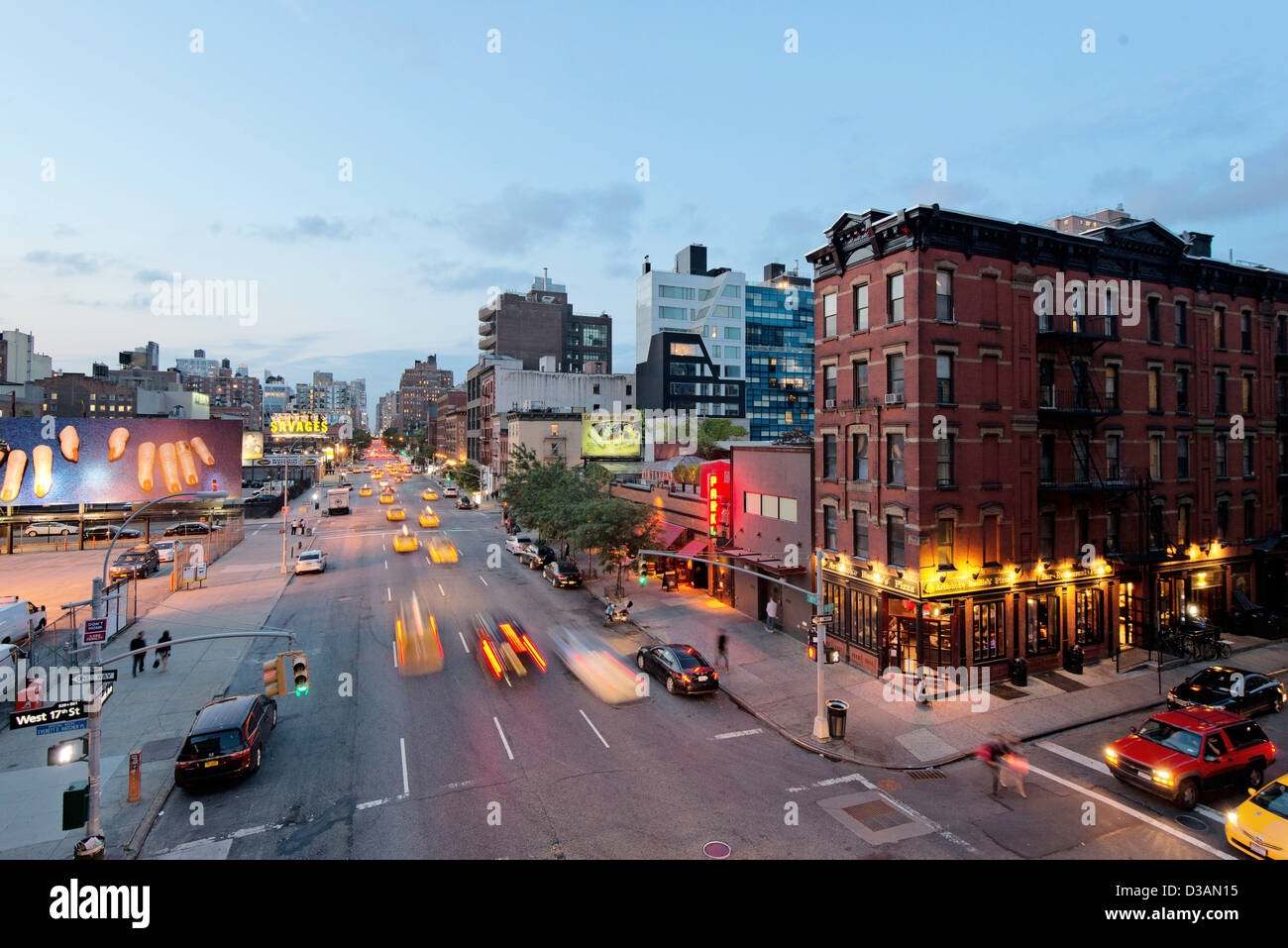 Highline Park fotografie nel distretto di indumento, Chelsea, Manhattan NYC, STATI UNITI D'AMERICA Foto Stock