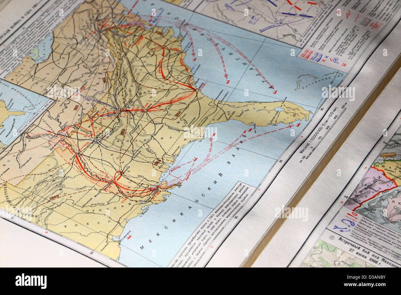 Mappa di operazioni militari durante la Guerra Civile americana 1861-1865 Foto Stock