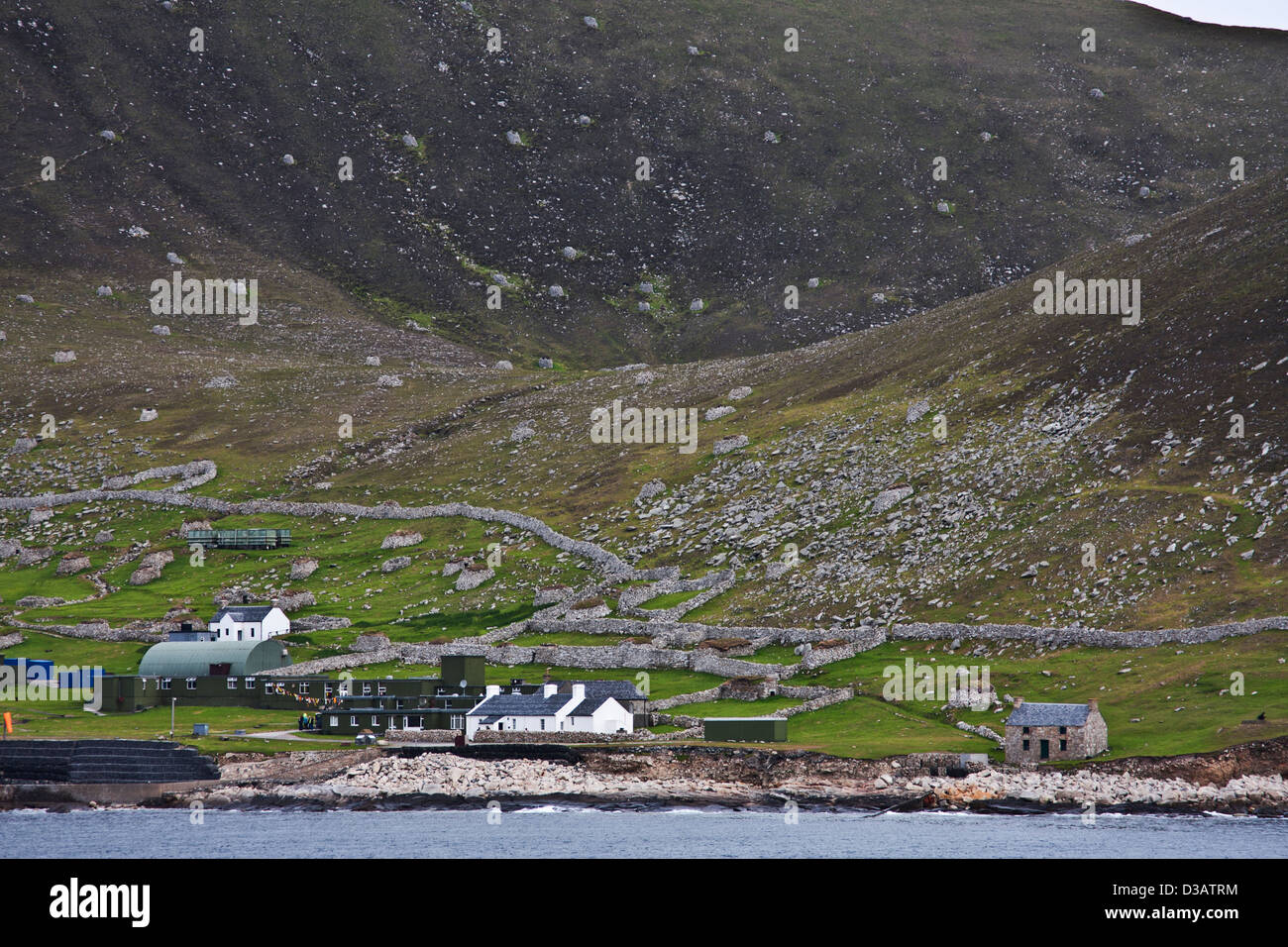 Il porto presso il Village BAIA, Hirta in St Kilda arcipelago, Ebridi Esterne, Western Isles, Scozia, Gran Bretagna. Foto Stock