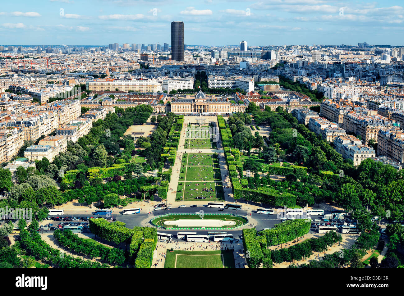 Vista di Champ de Mars, Paris - Francia Foto Stock