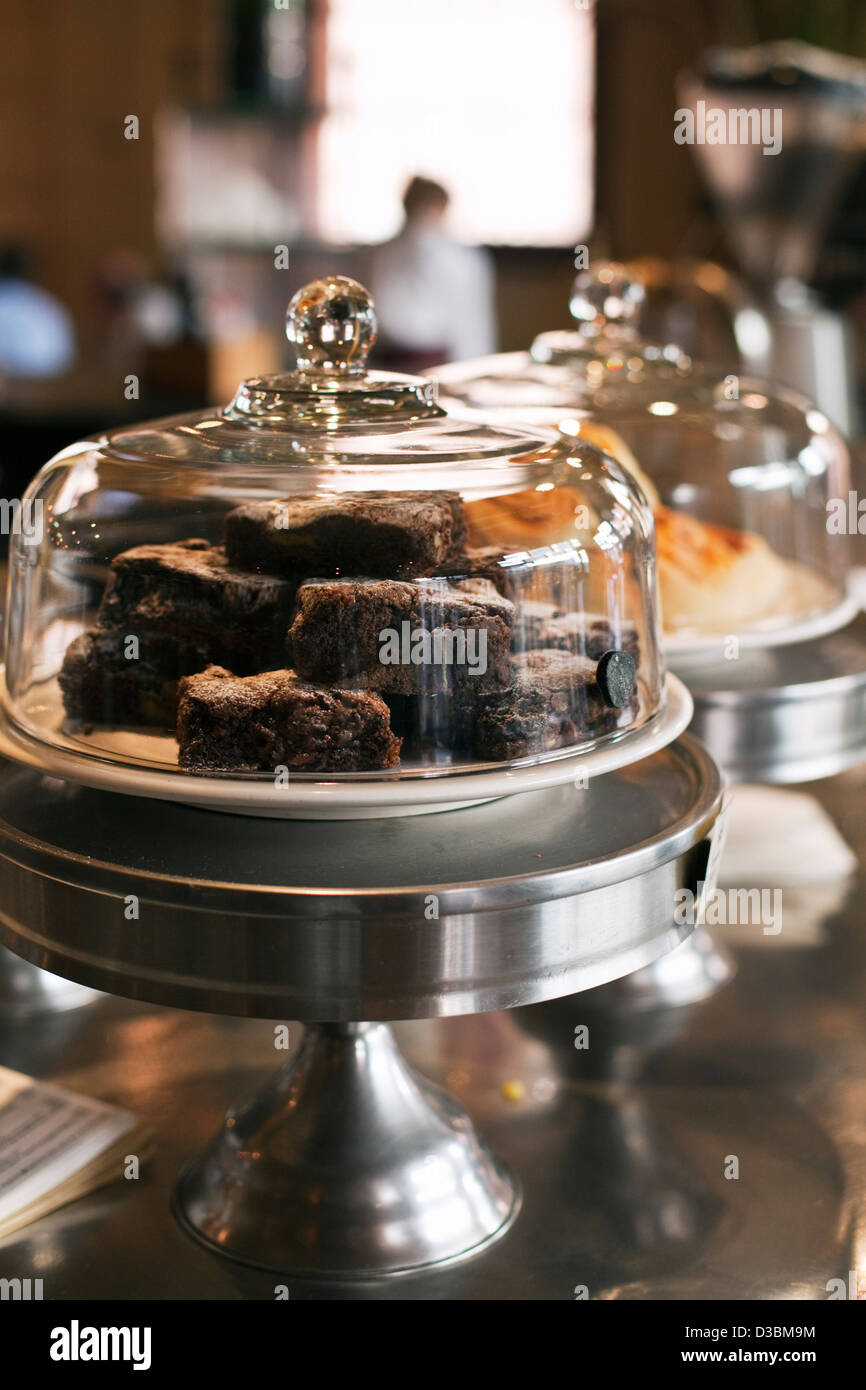 Brownie al cioccolato in coffee shop. Perth, Western Australia, Australia Foto Stock