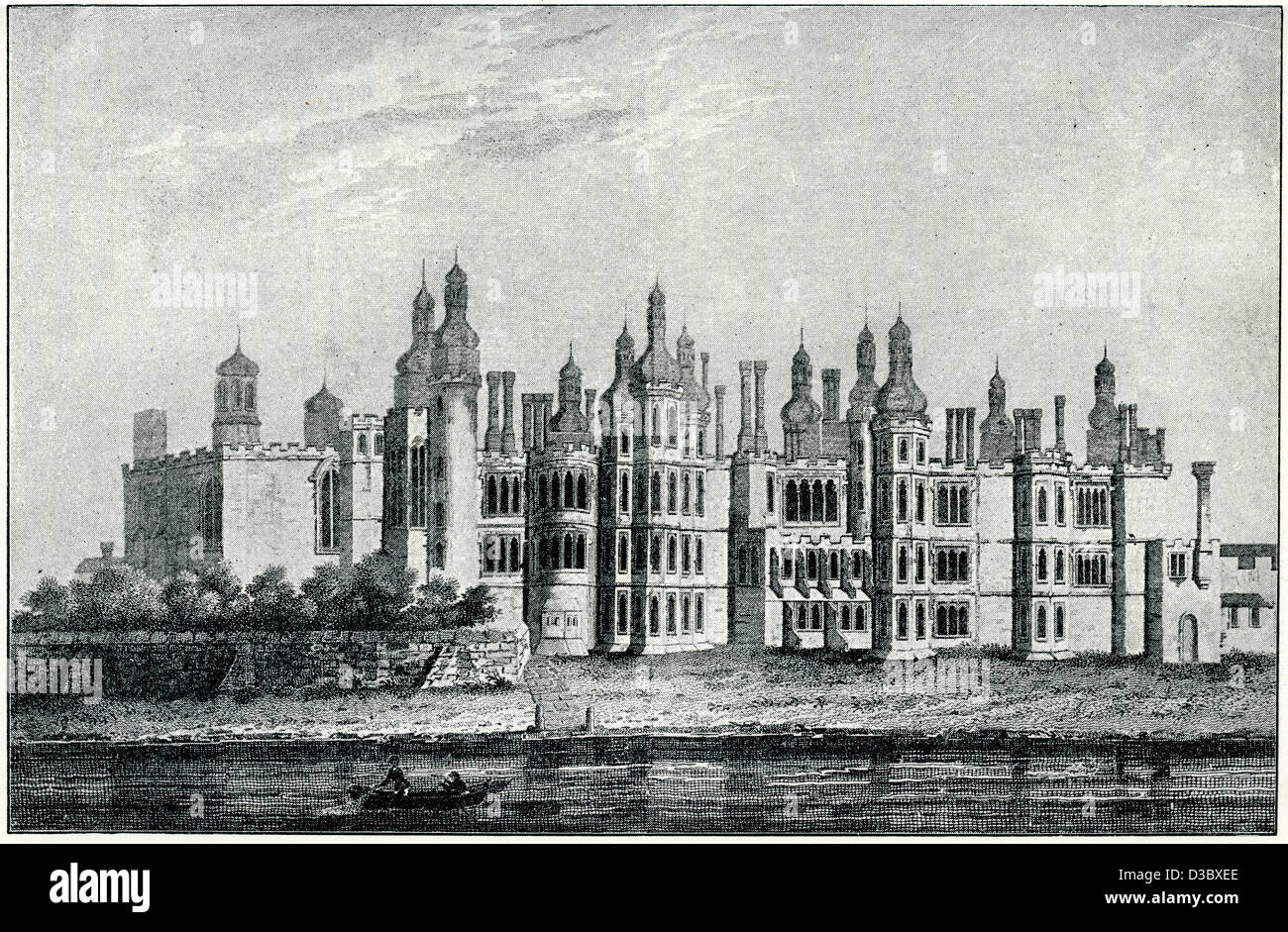 Richmond Palace una residenza reale sulla riva destra del fiume Tamigi, a monte del Palazzo di Westminster Foto Stock