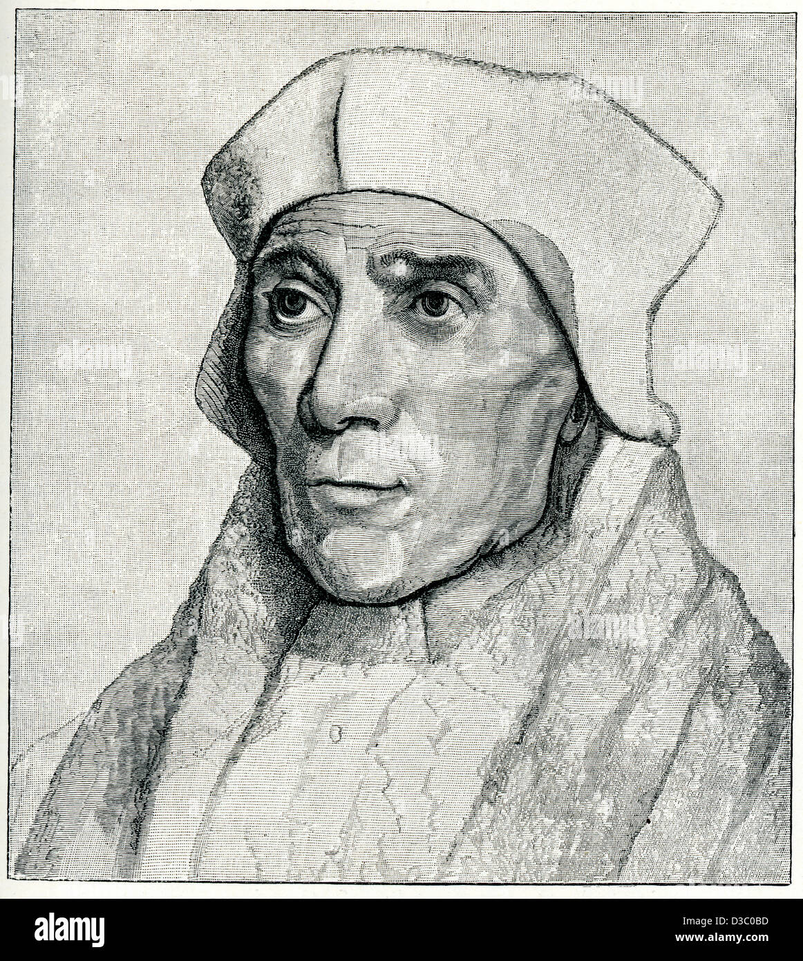 Vintage dopo incisione Holbein, di John Fisher, un inglese Cattolica Romana scolastica, cardinale, e martire. Foto Stock