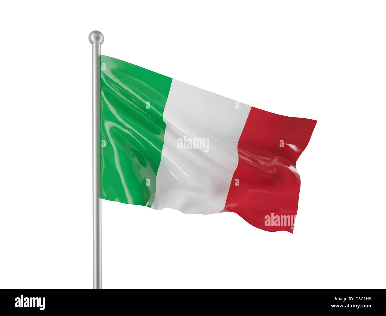 Bandiera italiana isolato su bianco Foto Stock