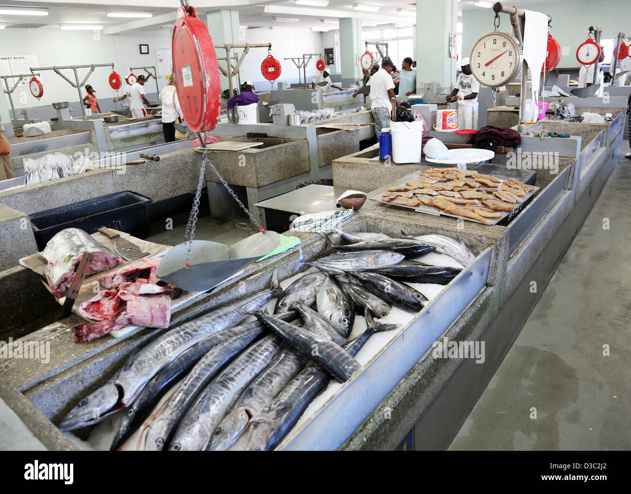 KINGSTON mercato del pesce,ST.VINCENT,DEI CARAIBI Foto Stock