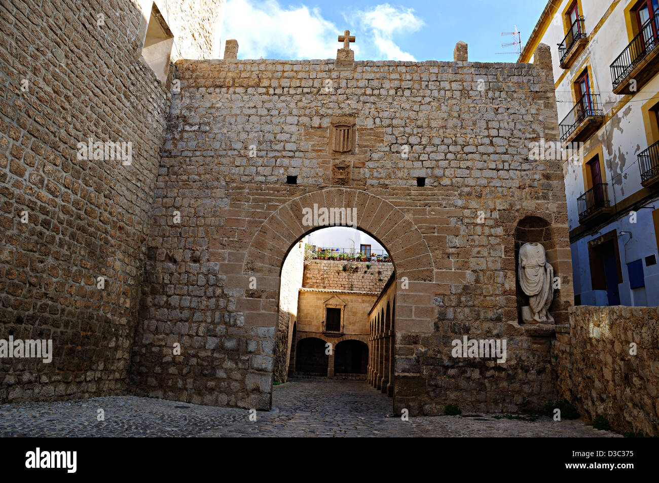 Vecchie mura di Dalt Vila. La città di Ibiza, Isole Baleari, Spagna Foto Stock
