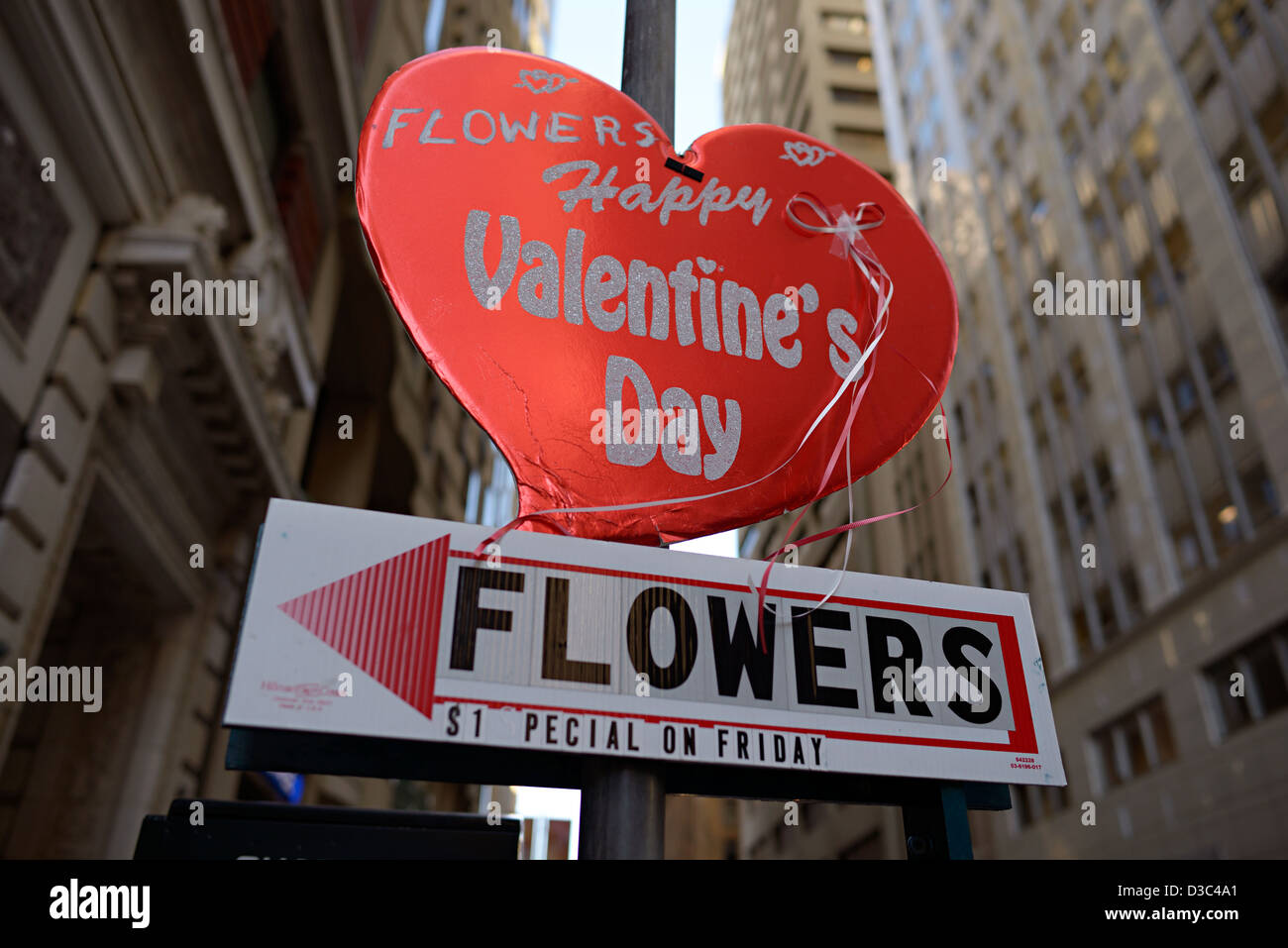 Il giorno di san valentino fiori segno Foto Stock