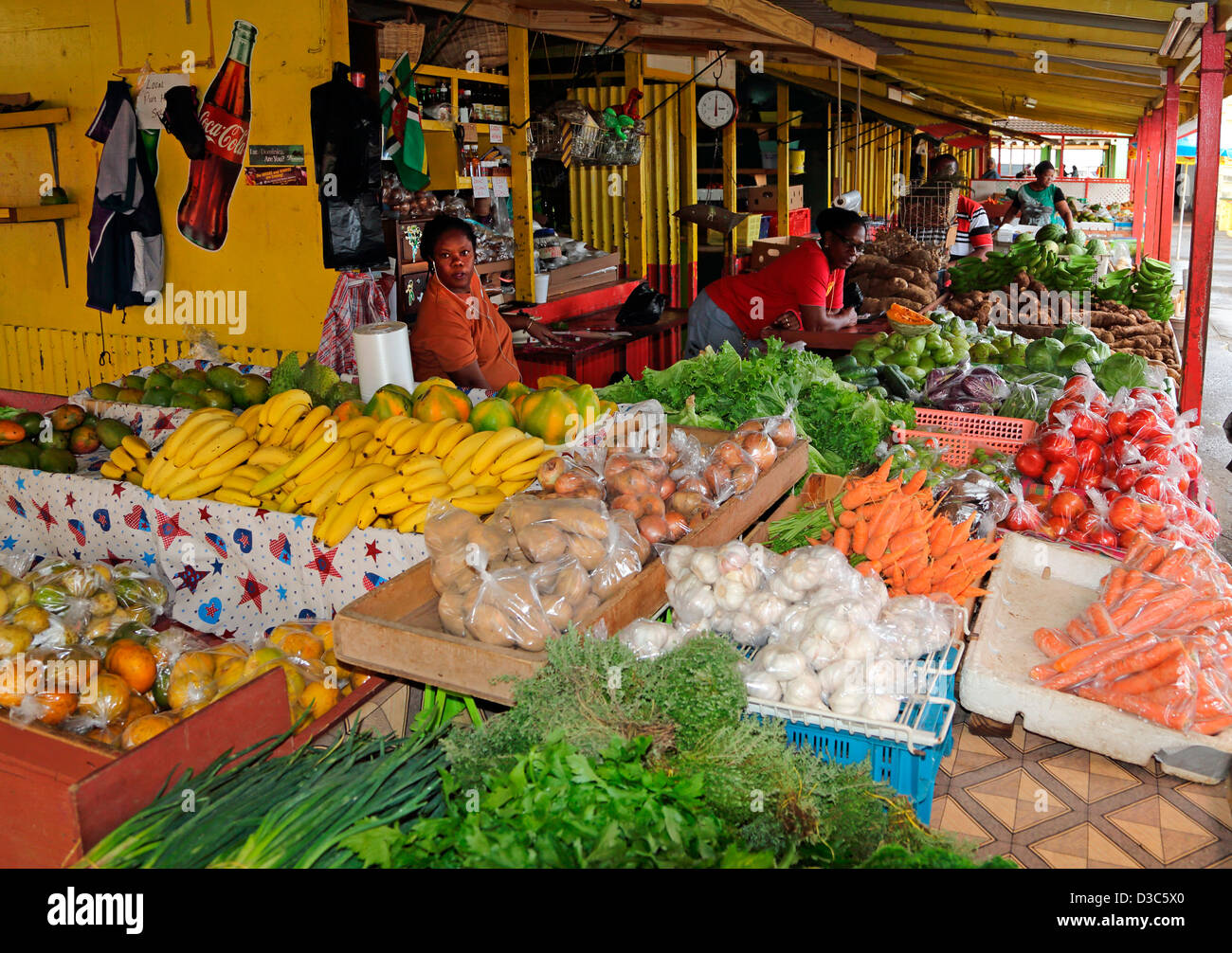 Caraibi mercato di frutta e verdura,DOMINICA Foto Stock