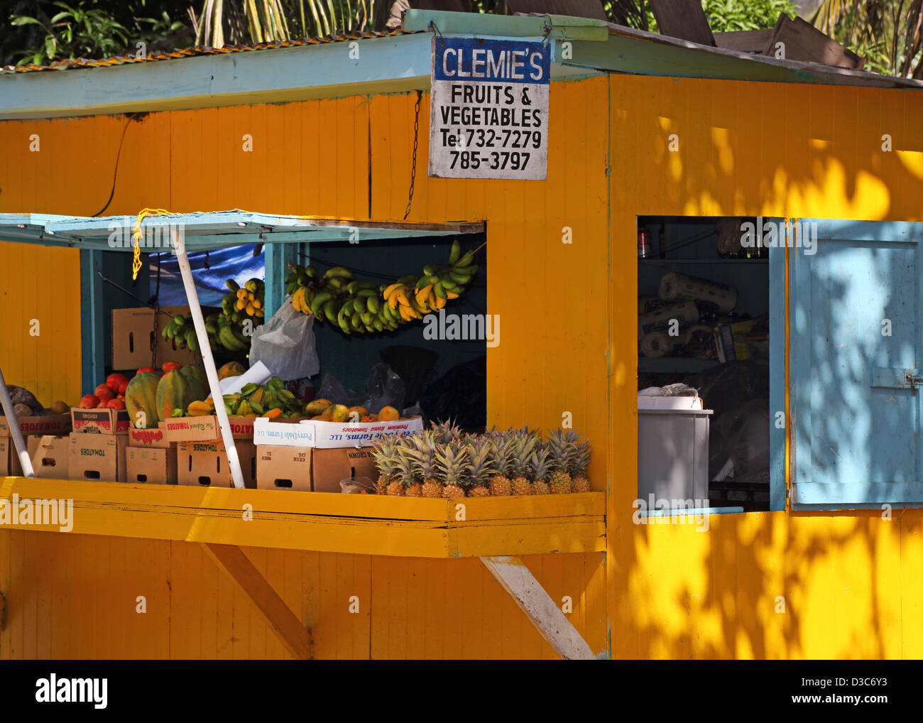 Caraibi stallo di frutta,ANTIGUA Foto Stock