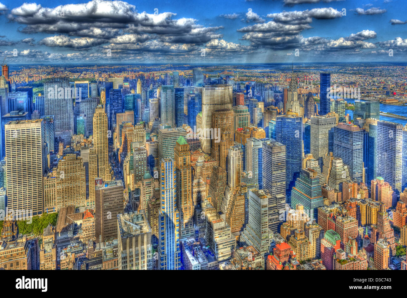 Manhattan, New York skyline della città (effetto speciale) Foto Stock