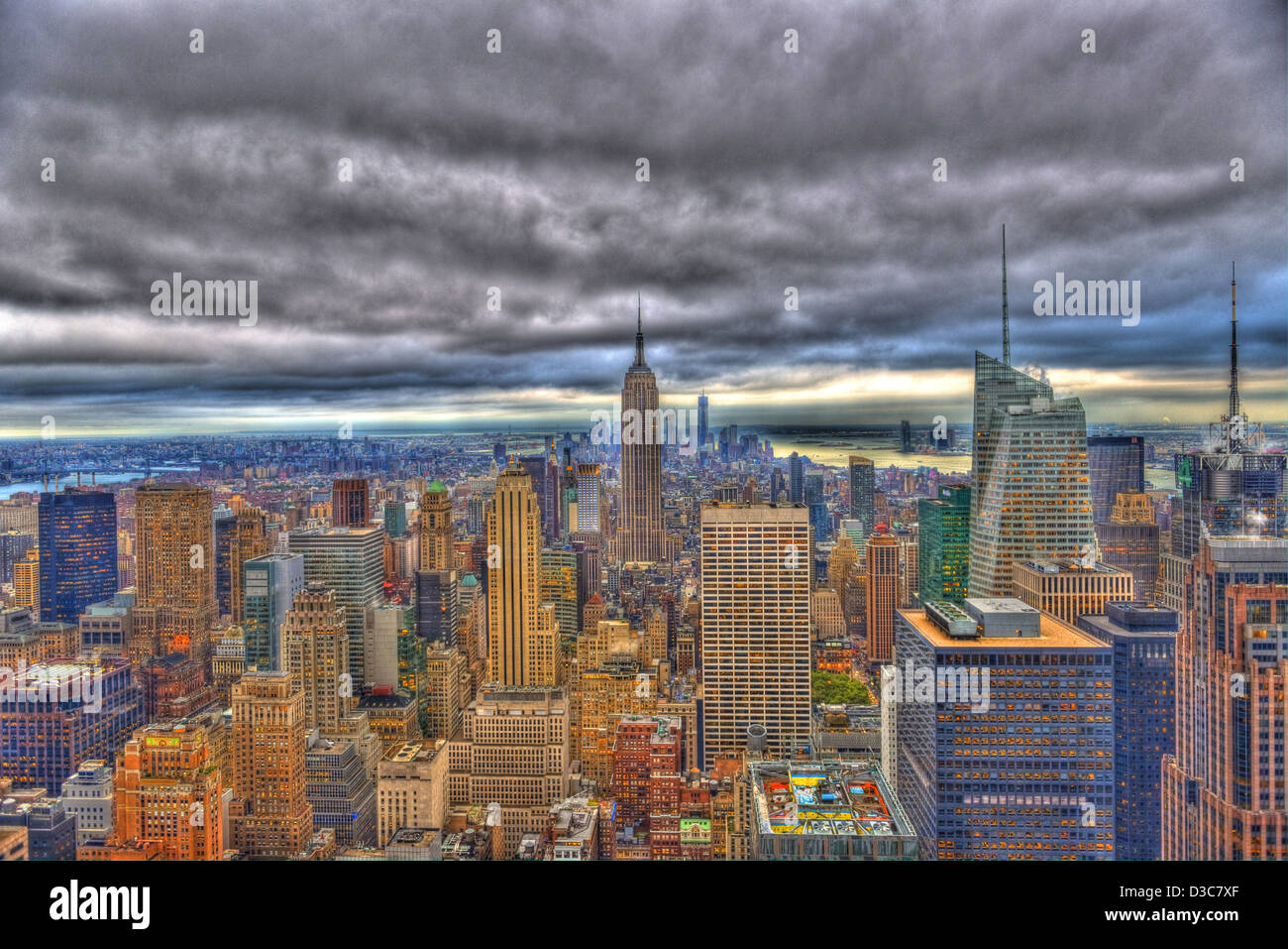 VIiew dal Rockefeller Tower, Manhattan, New York City (effetto speciale) Foto Stock