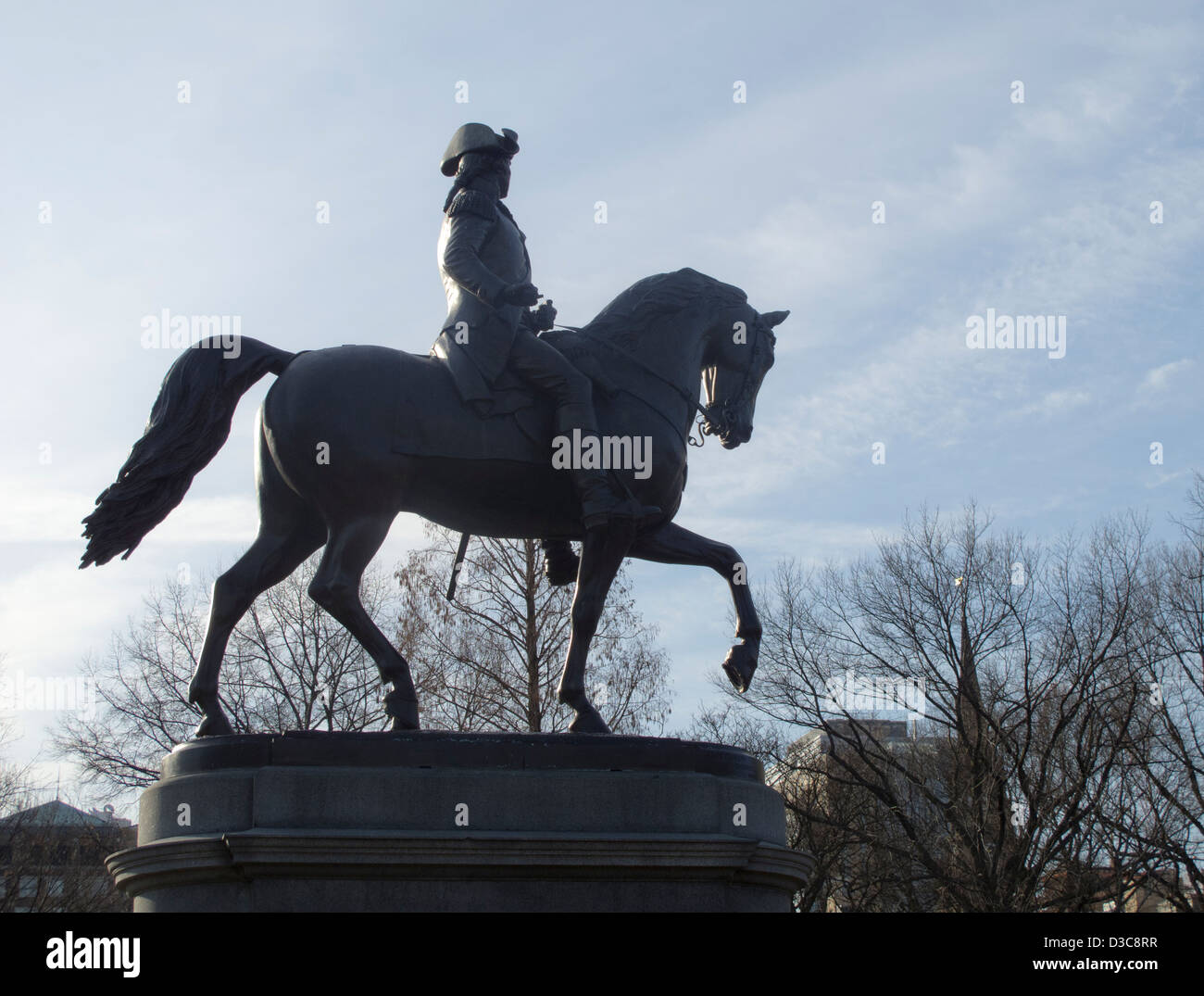 La statua in bronzo di George Washington in Boston Public Garden Foto Stock