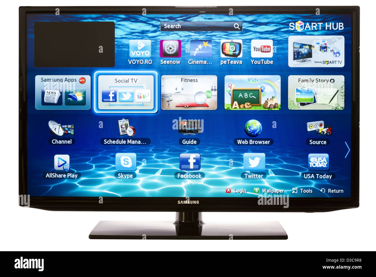 Smart TV con Samsung applicazioni e browser Web Foto Stock