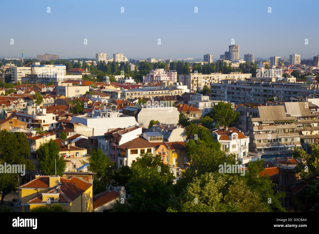 La Bulgaria, l'Europa, Plovdiv, Western Plovdiv visto dal Nebet Tepe, Preghiera Hill, complesso archeologico. Foto Stock