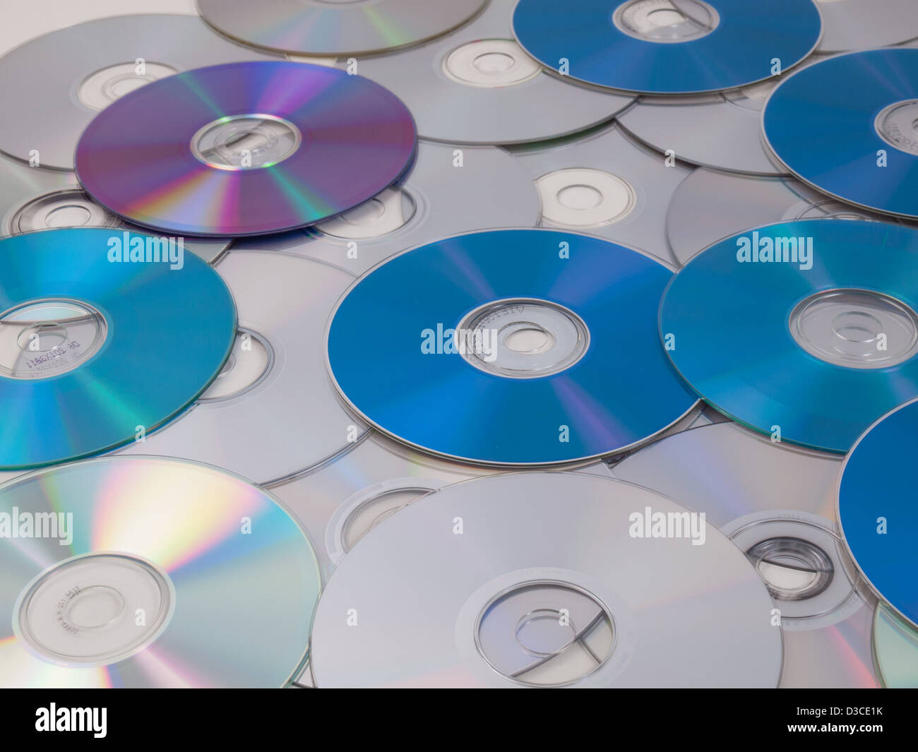 CD, DVD e BD (Blu-ray) di dischi ottici per la riproduzione di musica e video e di archiviazione dei dati Foto Stock