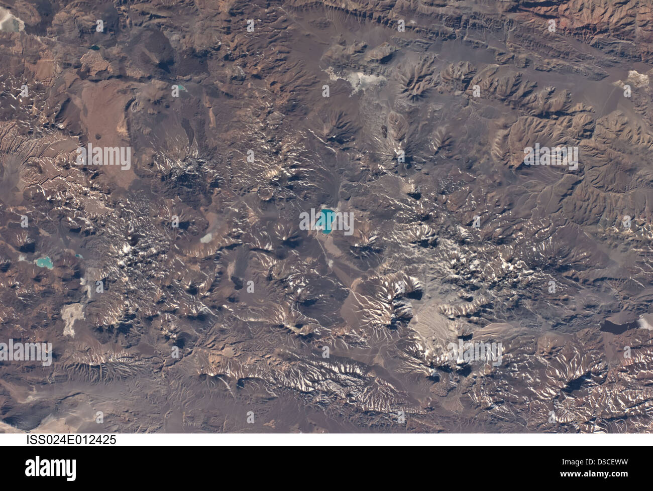 Montagne delle Ande, Cile e Argentina (NASA, Stazione Spaziale Internazionale Scienza, 08/22/10) Foto Stock