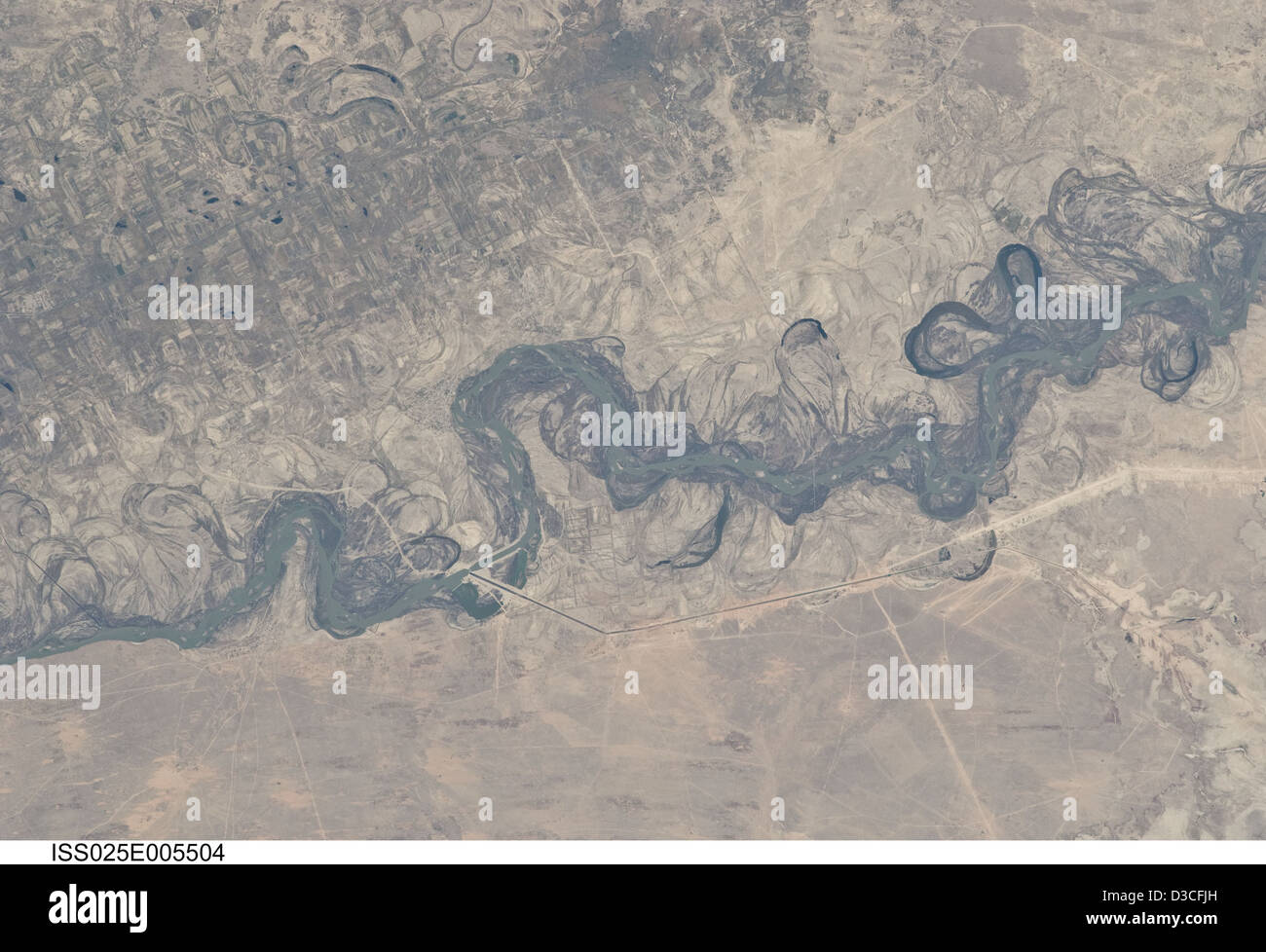 Syr Dar'ya River Floodplain, Kazakistan (NASA, Stazione Spaziale Internazionale Scienza, 09/30/10) Foto Stock