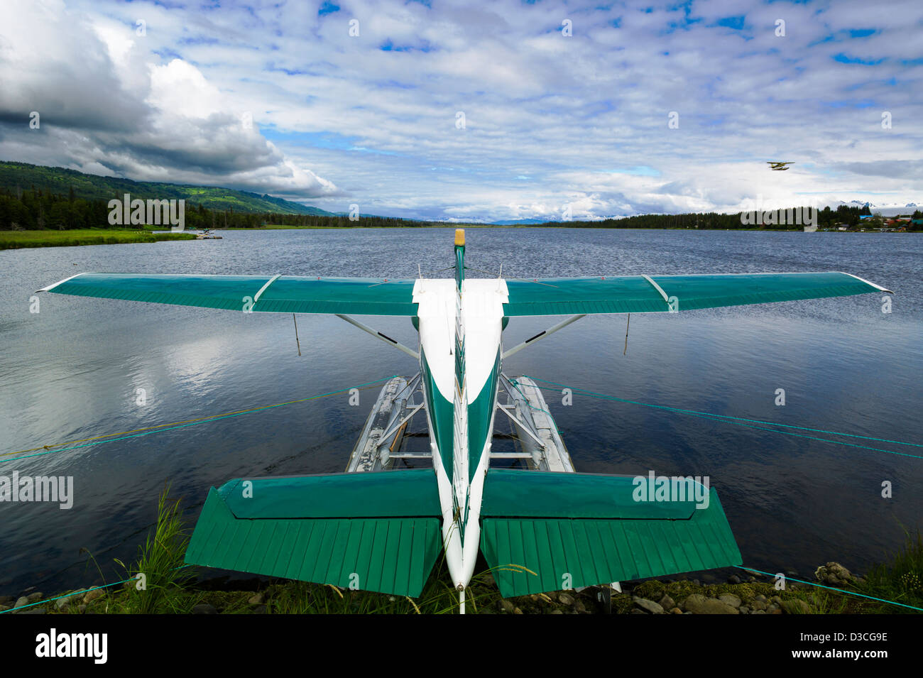 Idrovolante ormeggiato sulla baia di Beluga, Omero, Alaska, STATI UNITI D'AMERICA Foto Stock