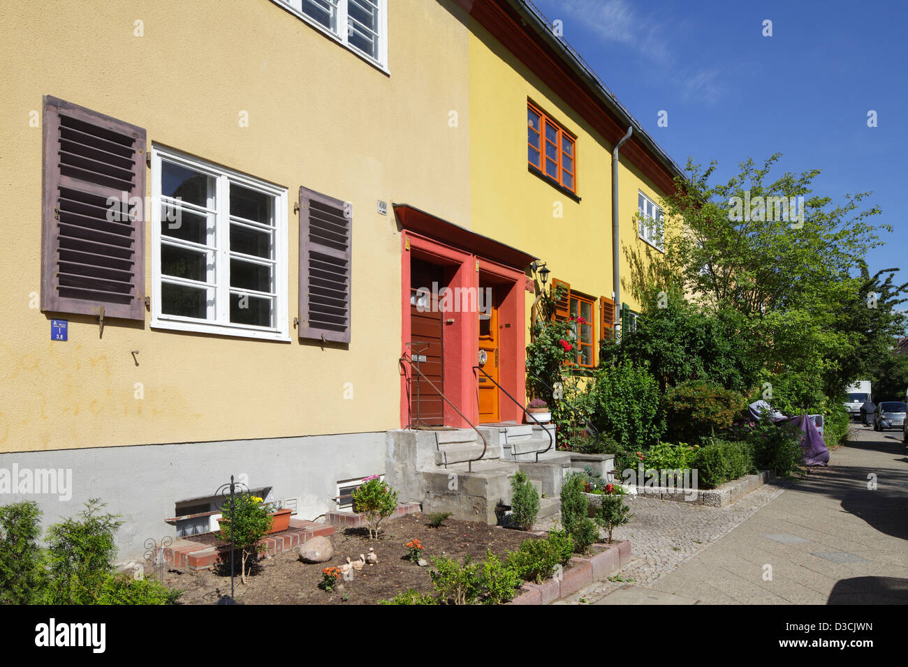 Berlino, Germania, villette a schiera in Hufeisensiedlung Foto Stock